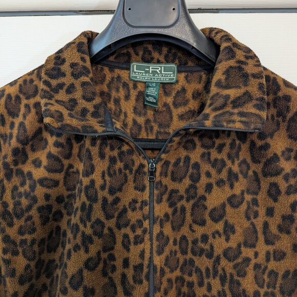 Lauren Active Ralph Lauren Leopard Fleece Jacket Full-Zip Women - Size L - Picture 2 of 11